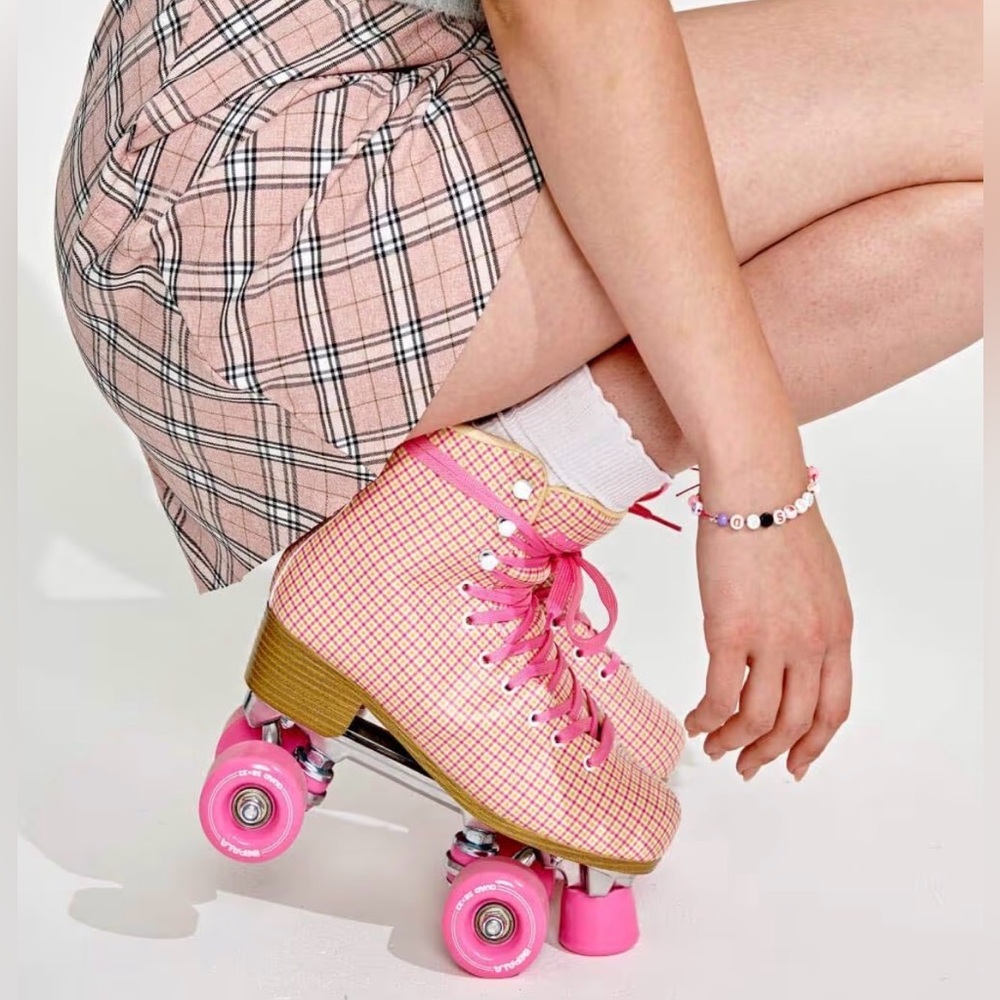 NEW Women’s IMPALA Roller Skates Pink Tartan Quad-Skates Size 5 Vegan